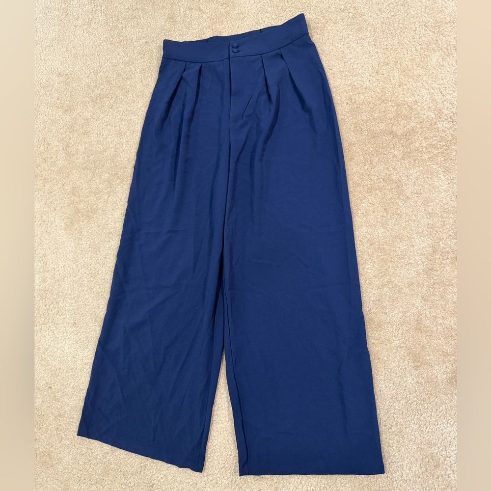 Deep Blue Wide-Leg Pants